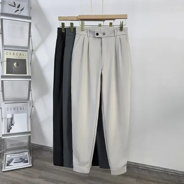 Pantaloni da uomo Primavera Autunno Abito dritto Business Casual Elastico in vita Pantaloni formali alla caviglia Moda coreana Abiti maschili