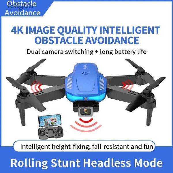 Drohnen WIFI FPV Luftaufnahmen Faltbare RC-Drohne 100M 4K HD Dual-Kamera Intelligente Hindernisvermeidung Fernbedienung Quadcopter Modell YQ240211