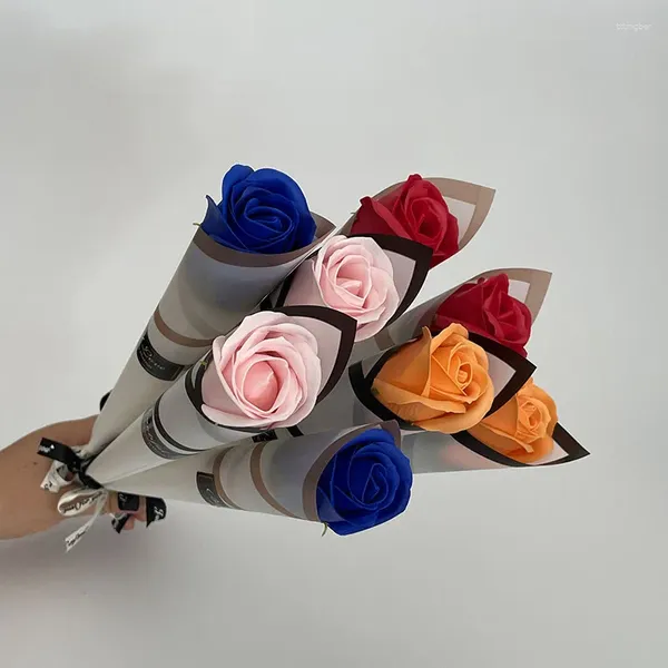 Fiori decorativi 50 pezzi / lotto Rose Bouquet di sapone Bomboniere romantiche creative per il regalo di San Valentino Regali per la festa della mamma Natale