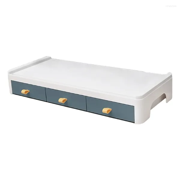 Suporte de cozinha para laptop, 1 peça, organizador de mesa, prateleira, monitor de computador, suporte de rack, branco e azul