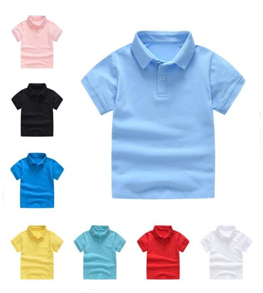 Perakendewhole çocuk erkek kızlar 18y yaka pamuk polos pullon tişört bebek moda tiki üstleri tees çocuk tasarımcı kıyafetleri9449061