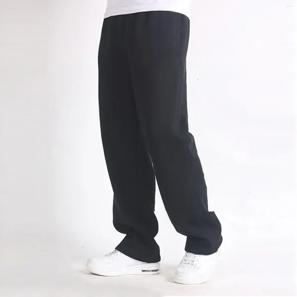 Calças masculinas jogging juventude solta cor sólida duplo bolso sweatpants calças de fitness casual retro conforto roupas esportivas