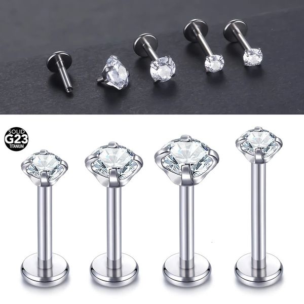 10pcslot Labret Lip Piercing 345mm Prong Zircon Ear Cartilagem Tragus Piercings Lobe Helix Brinco Joias 16G 240130