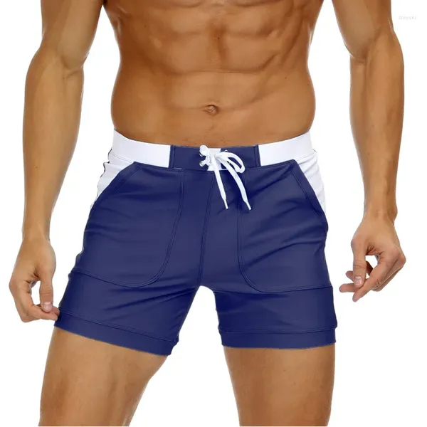 Pantaloncini da uomo a doppio strato Compressione da nuoto Costume da bagno da uomo Nuoto corto Tavola grande e alta 40