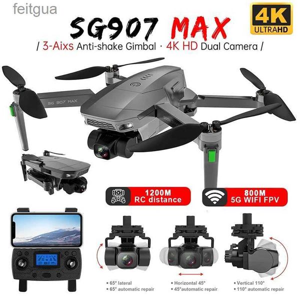 Drohnen ZLL SG907 MAX GPS-Drohne Professionelle 4K HD ESC-Kamera 5G FPV WiFi mit 3-Achsen-Gimbal-Flug 25 Minuten bürstenloser RC-Quadcopter YQ240213