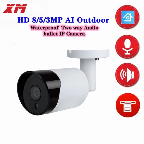 Telecamera IP esterna 4K XM 5/3MP AI Telecamera di sicurezza POE impermeabile Audio bidirezionale in metallo Visione notturna bullet Cam Sistema NVR H.265 240126