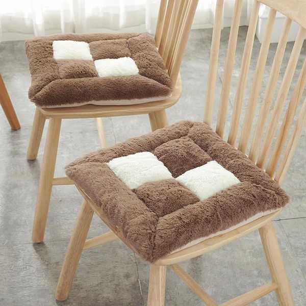 Almofada 1pcs assento quente de pelúcia escritório cadeira de inverno simplificada e espessada cadeiras de mesa de jantar domésticas