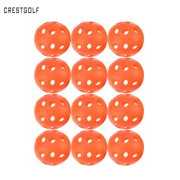 Crestgolf 12pcsx90mm pickleball plástico fluxo de ar oco bola de treinamento de prática interna bola de beisebol acessórios de bola de golfe 240129