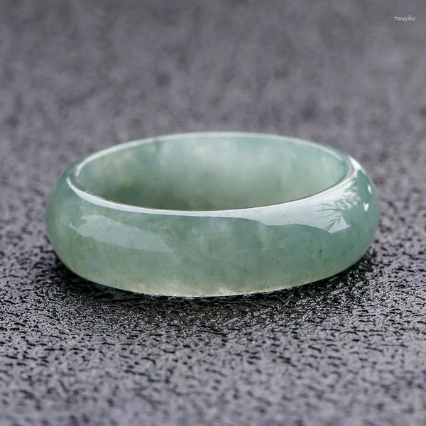 Anéis de cluster Natural Myanmar Classe A Óleo Verde Jade Jóias Anel de Pedras Preciosas para Homens Jóias Pedra Esmeralda