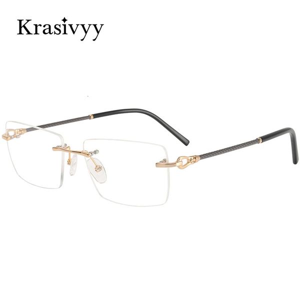 Krasivyy Randlose Brille Rahmen Männer Top Qualität Ultraleicht Quadratischen Brillen Brillen Männer Koreanische Optische Brillen 240131