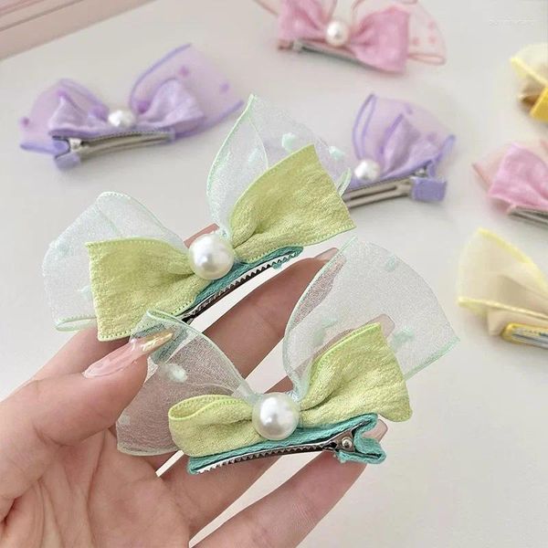 Accessori per capelli 2 pezzi/set Clip per fiocco in tessuto per ragazze Bambini Stile coreano Cute Princess Baby Piccola molletta per capelli Barrettes Tornante