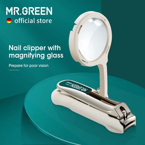 MR.GREEN Cortador de unhas com lupa para visão deficiente em aço inoxidável sem respingos ferramentas de manicure cortador ideia presente 240119