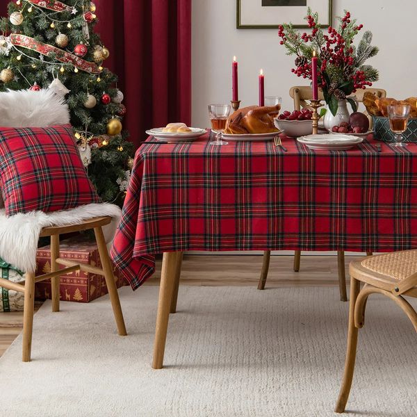 Toalha de mesa natal vermelho verde simples grade tapete de mesa el chá rable pano festival casa decorativa pano de mesa 240123