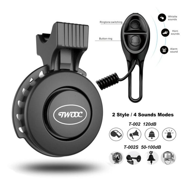 Bicicleta sino de carregamento alto-falante usb recarregado mini chifre bicicleta 4 modos anel sino acessórios para scooter elétrico peças 240202