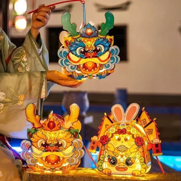 Decorazione lanterna anno cinese fai da te tradizionale drago luce lunare ciondolo festival di primavera 240131