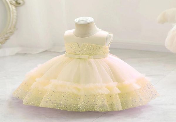 Baby für Mädchen Kleid hochwertige Prinzessin Hochzeit Blumenmädchen PAINE PUFFY GAUZE BOW Kuchen Kleider Bogen Geburtstag Abend Party Pala768103