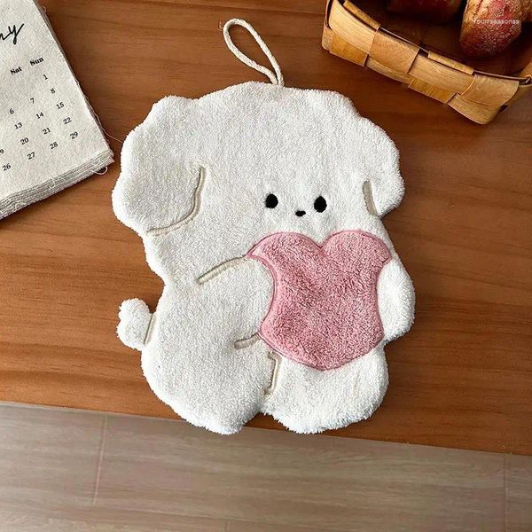 Handtuch 1 Stück Niedliche Cartoon Liebe Herz Hund Form Hand Hangable Super Wasser Saugen Küche Liefert Wischen Kinder Kleine