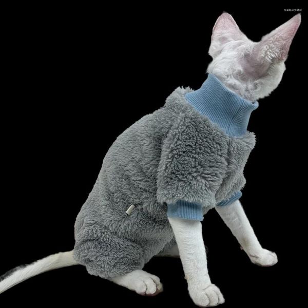 Trajes de gato inverno grosso barriga-cobrindo roupas de 4 pernas para elástico quente sphynx traje sem pêlos devon rex roupas gatinho outfits