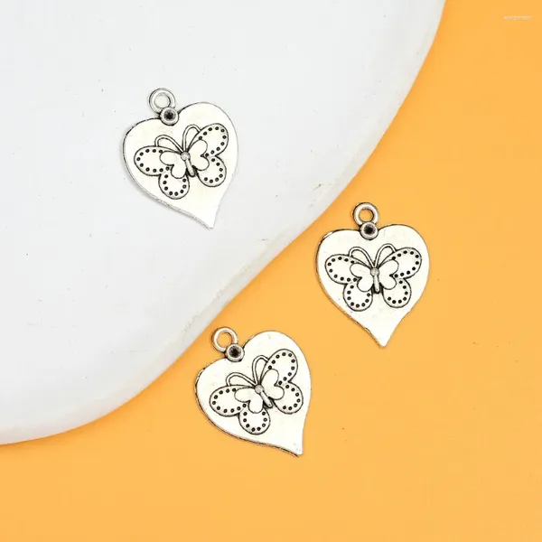 Charms 10 teile/los 20x26mm Antik Silber Überzogene Herz Schmetterling Anhänger Für DIY Halskette Schmuck Machen Liefert Zubehör