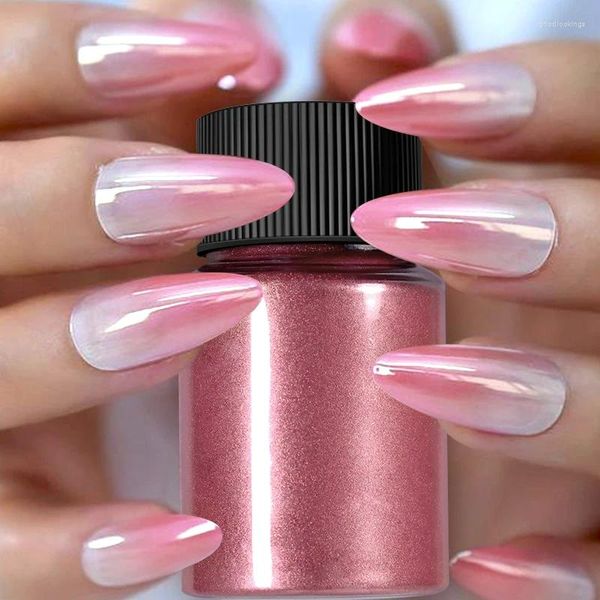 Prego glitter 1 caixa rosa branco cromo gradiente pó brilhante espelho efeito pérola arte colorida esfregando poeira em decorações de manicure