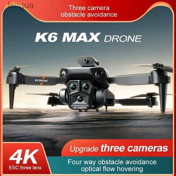 Drohnen Neues Upgrade Professionelle 4K HD Drei Kamera K6 Max Drohne Optischer Fluss Schweben Vier-Wege-Hindernisvermeidung Geste Schießen Uav YQ240213