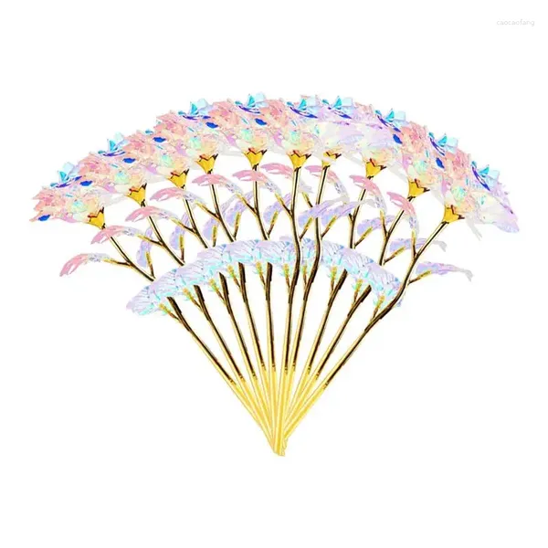 Fiori decorativi 10 pezzi 24K lamina d'oro placcato per sempre rosa fiore eterno artificiale per regalo di San Valentino regali di anniversario per la mamma