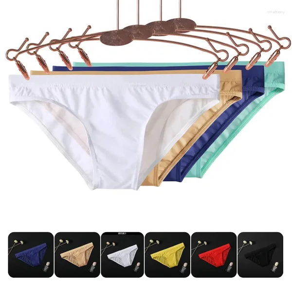 Külot penis torbası erkekler seksi iç çamaşırı jockstrap buz ipek erkekler mini brifs külot eşcinsel bikini süper yumuşak brif