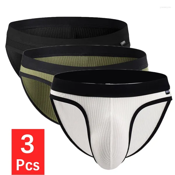 Cuecas 3 pçs/set homens sexy roupa interior u bulge grande bolsa briefs mens cintura média respirável macio qualidade superior calcinha cuecas hombre