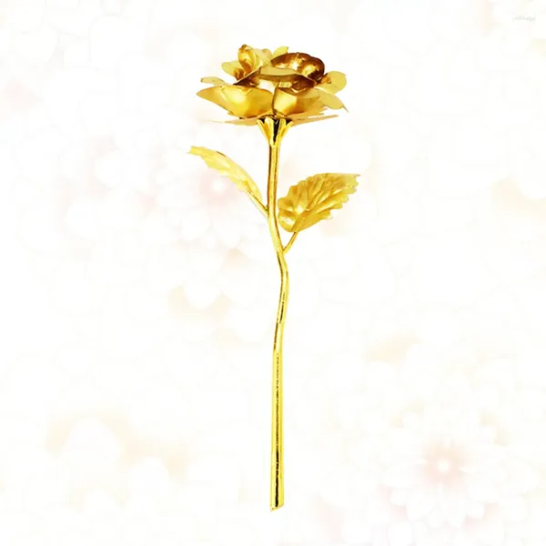 Декоративные цветы 24-каратная фольга с покрытием из розового золота, свадебное украшение, цветок, подарок на день Святого Валентина, искусственная праздничная вечеринка для влюбленных (маленькое золото)
