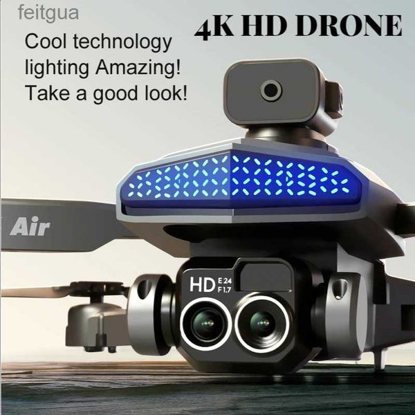 Дроны Drone Profissional 4K HD Двойная камера Светодиодная подсветка 540 Объезд препятствий Аэрофотосъемка Оптический поток Парящая игрушка Подарки YQ240213