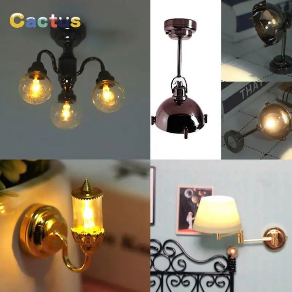 1 pz 1/6 scala 1/12 luci per casa delle bambole in miniatura lampada da parete a LED a batteria con interruttore ON/OFF accessori per l'illuminazione 240123