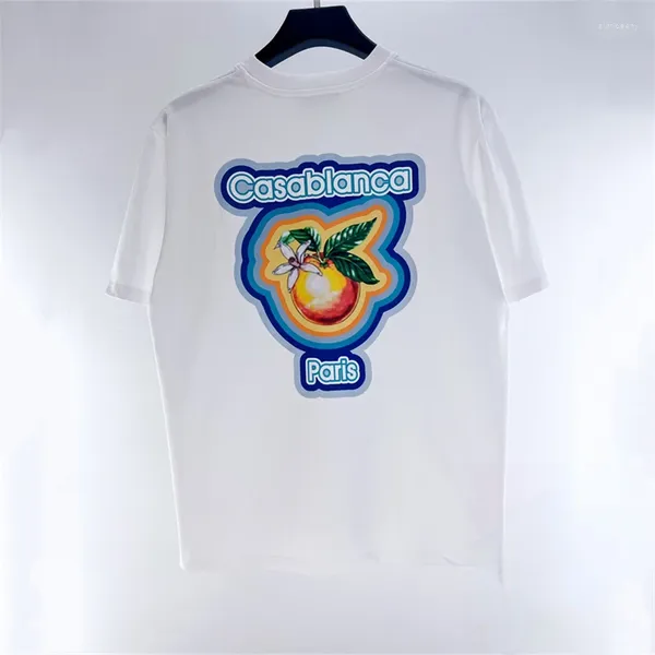 Homens Camisetas Boa Qualidade Laranjas Gradiente Casablanca Moda Camisa Homens Mulheres Soltas Manga Curta Casual Tees Gráfico