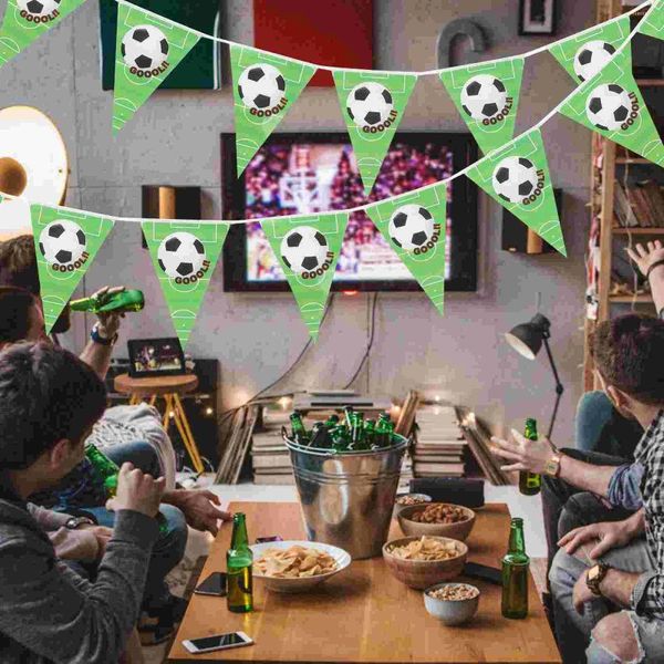 Decoração de festa decorações de aniversário de futebol suprimentos tema esportivo bunting banners conjunto de guirlanda (verde)