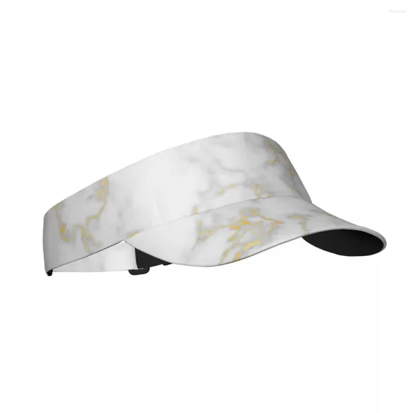 Berretti Cappello da sole estivo Visiera regolabile Protezione UV Parte superiore vuota in marmo Texture dorata Cappellino per protezione solare sportivo