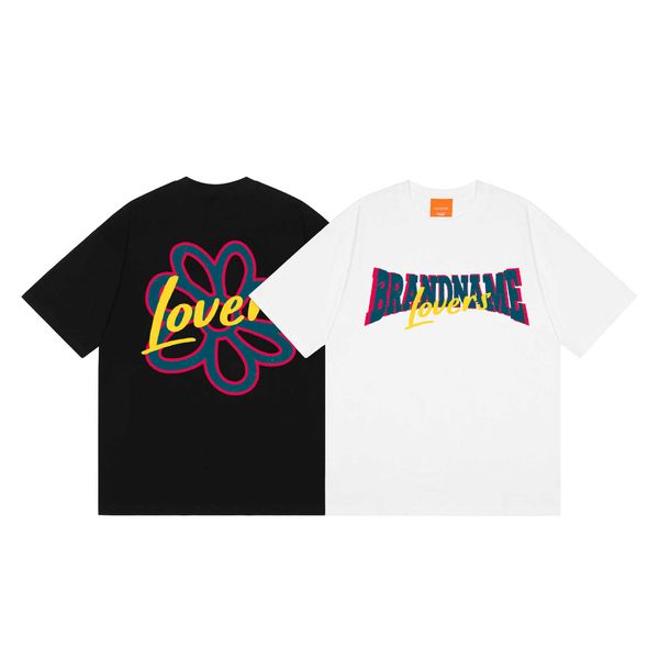 Мужские футболки 2024 дизайнерский американский топ в стиле хип-хоп с цветочным принтом и короткими рукавами, мужская свободная хлопковая базовая рубашка, классная униформа