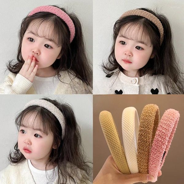 Saç Aksesuarları 2024 Kızlar Peluş Moda Düz Renk Saç Bandı Haval Kids Basit Broadside Head Band Lady Saç Bantları Kadın