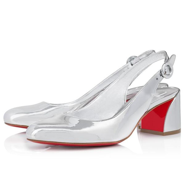 Lüks kırmızı tasarımcı çok jane sling sandalet ayakkabı patent patent deri yüksek topuklu elbise düğün slingback bayan gladyator santalias eu35-43 kutu