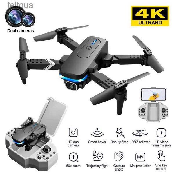 Drohnen Smart Hover Tragbare WIFI FPV RC Drohne 4K Dual Kamera Schwerkraftsensor One Key Return Geste Foto/Video faltbarer Quadcopter YQ240211