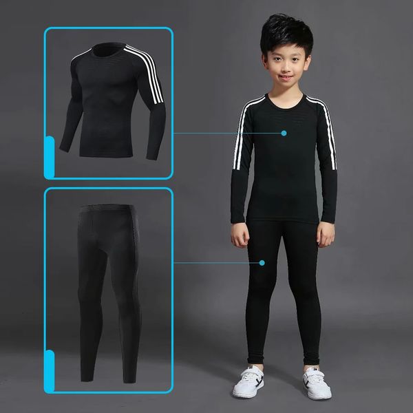 Tuta sportiva per bambini 1 set di abbigliamento sportivo da jogging per bambini tuta da allenamento compressione biancheria intima termica abbigliamento da calcio 240130