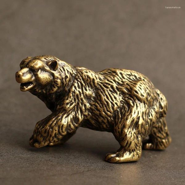 Tee Haustiere Bronze Braunbär Haustier Haushalt Mini Tier Handwerk Desktop Kupfer Ornament Zeremonie Zubehör Auto Dekoration