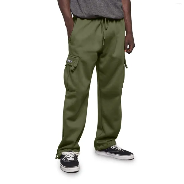 Мужские брюки-карго 2024, свободные брюки-карго с несколькими карманами, классические однотонные повседневные брюки, рабочая одежда, спортивная одежда