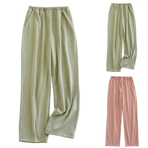 Calças femininas dormir outono inverno veludo xadrez casual longo pijamas macio roupa interior térmica quente casa