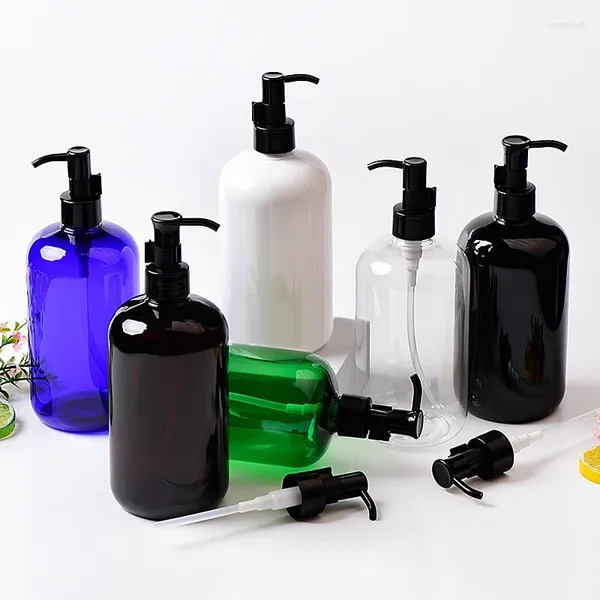 Bottiglie di stoccaggio Bottiglia vuota di plastica bianca nera cosmetica di grandi dimensioni da 500 ml con pompa dell'olio Contenitore per gel doccia con sapone liquido Cura personale