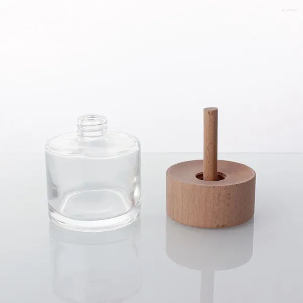 Garrafas de armazenamento Difusor de 50ml com tampa de madeira DIY Mini frascos de fragrância recarregáveis Garrafa de carro de vidro