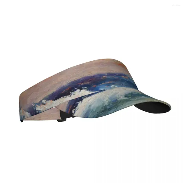 Berretti Cappello estivo per il sole Pittura a olio che mostra un mare enorme durante la tempesta Visiera Protezione UV Sport Tennis Golf Corsa Protezione solare