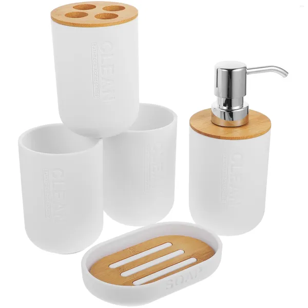 Badzubehör-Set, 1 Badezimmer-Toilettenartikel, Mundwasserbecher, Zahnbürstenhalter, Seifenschale, Lotionsflasche