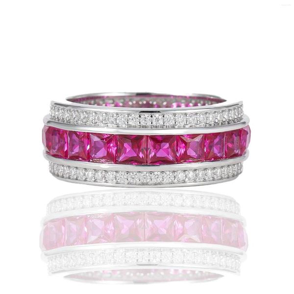 Küme Yüzükleri 925 Sterling Gümüş Set Laboratuvar Yetişdi Safir Ruby Diamond Infinity Bant Yüzük Kadınlar Erkekler Platin Beyaz Altın Taşları Takı