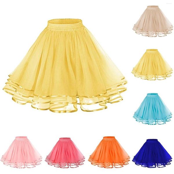 Gonne 50 cm Gonna a pieghe nera Sexy Midi Tulle Vita alta Fodera completa Tutu adulto Donne stile coreano Jupe Femme FaldSkirt