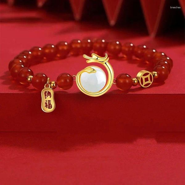 Charm-Armbänder Sternzeichen-Drachen-Armband für Damen und Herren, handgefertigt, rote Perlen, Freundschaft, Glücksschmuck, zur Hand, Geschenk für das Jahr