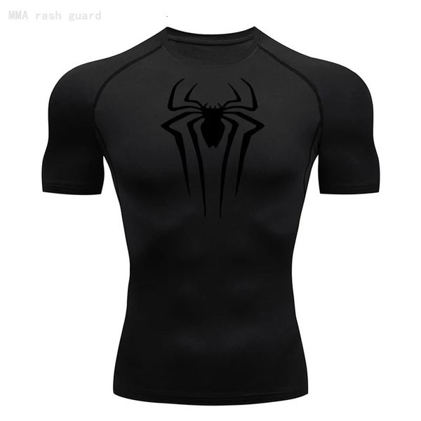 Kısa Kollu Mens T-Shirt Yaz Nefes Alabilir Hızlı Kuru Spor En İyi Vücut İnşa Takım Takım Sıkıştırma Gömlek Fitness Erkekler 240202